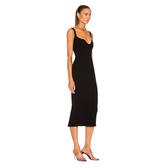 KHAITE Nina Sweetheart Rib-Knit Midi Bodycon Cocktail Dress - Picture 7 of 16